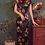 Thumbnail: 黑底玫瑰長旗袍 Long black qipao with red rose pattern P-030A