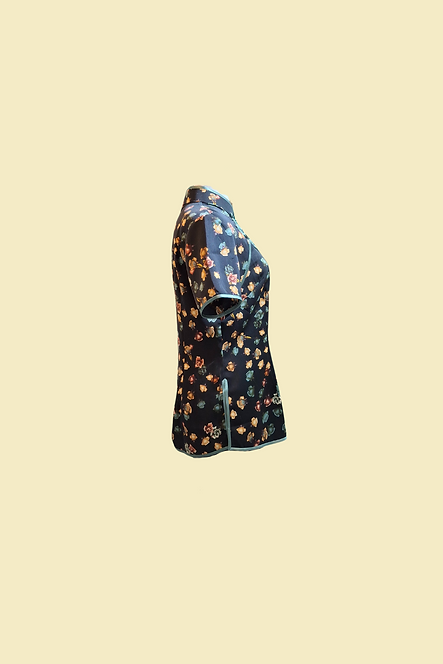 橙色玫瑰花旗袍款上衣 Rose in orange colour Qipao Top B-025