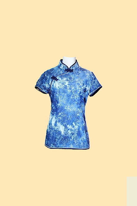 牛仔布旗袍款上衣 Denim Qipao Top V045A