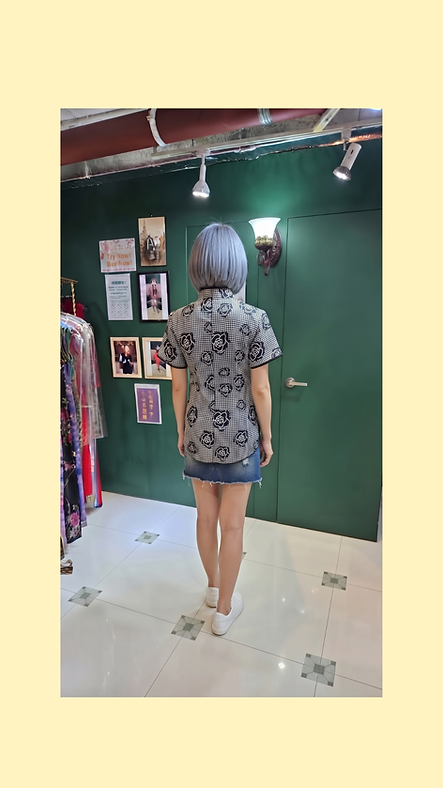 黑色千鳥紋玫瑰花上衣 Black Houndstooth Rose Qipao Style Top P-042