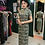 Thumbnail: 墨綠色條紋旗袍 Dark Green Stripes short qipao P-017