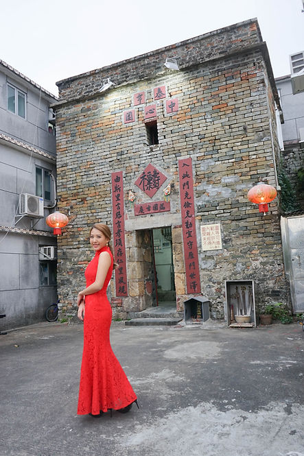 紅色蕾絲魚尾旗袍 Red Lace Long Qipao V003