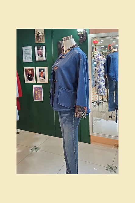 牛仔拼布短外套 Denim WomanTang Suit Jacket B-040