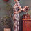 Thumbnail: 米色淺紫色水墨畫長旗袍 Long beige qipao P-034