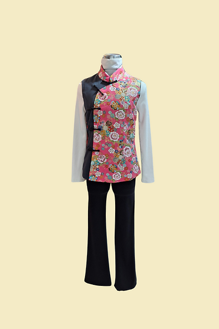 粉紅玫瑰拼布背心 Pink Rose Patchwork Vest L-008