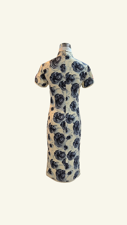 墨玫芳華短旗袍 Obsidian Rose short qipao P-005
