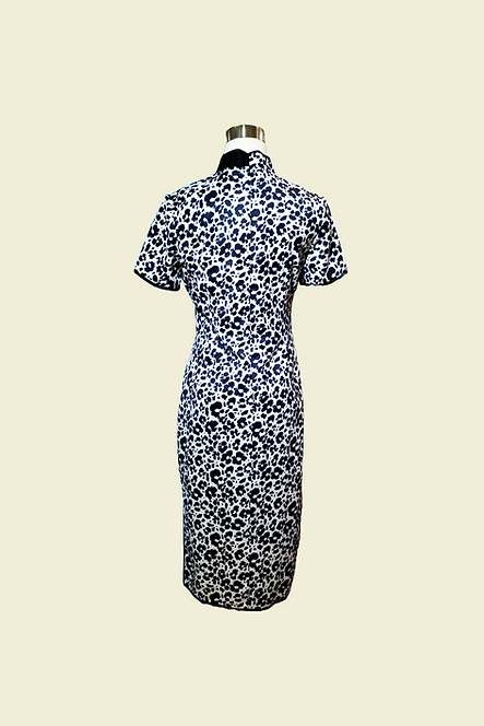 黑白紋拼布旗袍 Black and white patch work cheongsam Qipao B-015