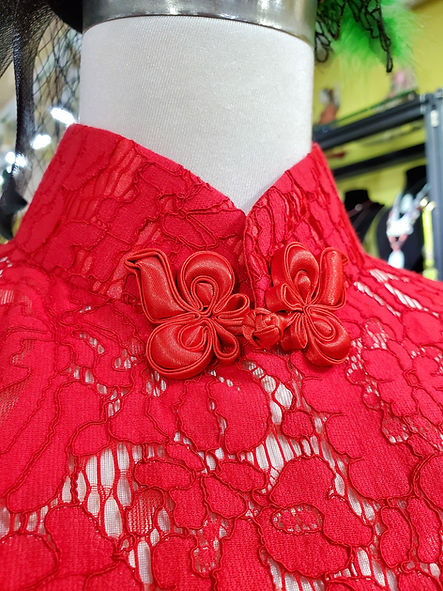 紅色蕾絲魚尾旗袍 Red Lace Long Qipao V003
