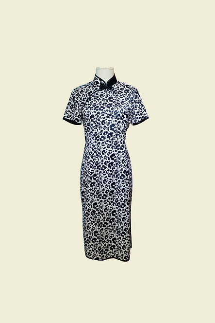黑白紋拼布旗袍 Black and white patch work cheongsam Qipao B-015