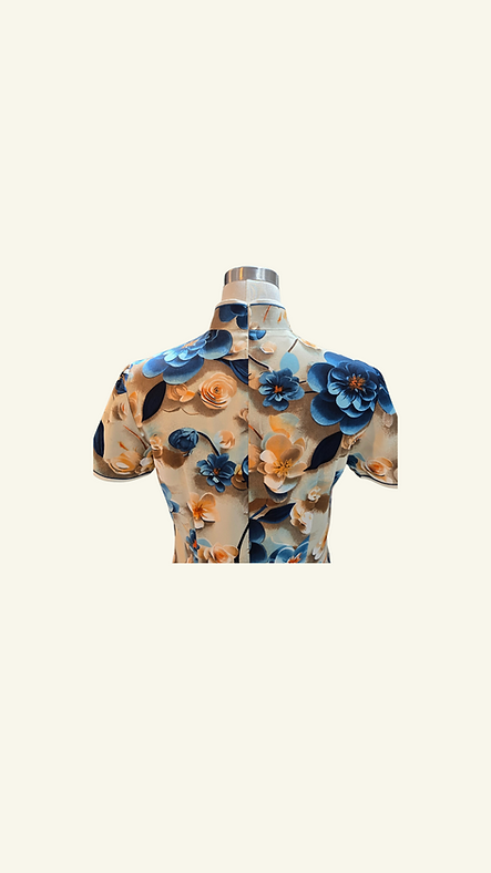 藍韻芳華短旗袍 Blue Elegance – Short Lace Cheongsam qipao EU-007