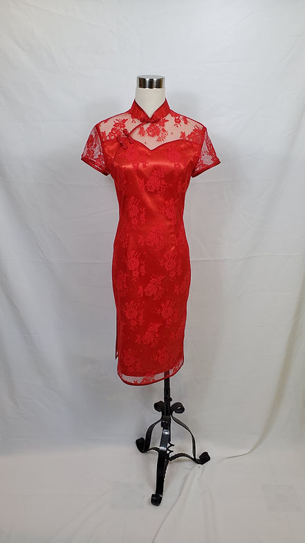 大紅蕾絲旗袍 Red Lace Qipao NS-530