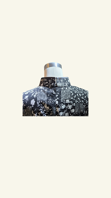 黑色小花上衣 Flower Bossom Qipao Top P-010