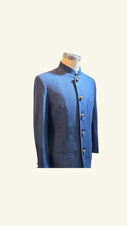 牛仔布中山裝男士 Chinese Denim Tung Suit Man Coat L-018