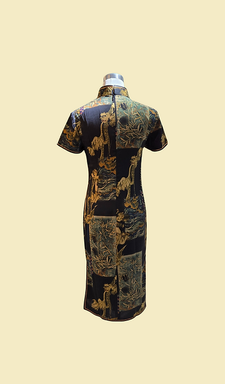 竹韻霓裳短旗袍 Bamboo attire short cheongsam qipao P-001