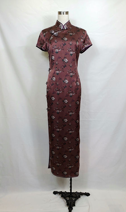 啡色玫瑰花長旗袍 Brown Rose Qipao NS-602