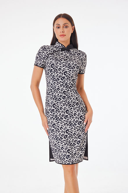 黑白紋拼布旗袍 Black and white patch work cheongsam Qipao B-015