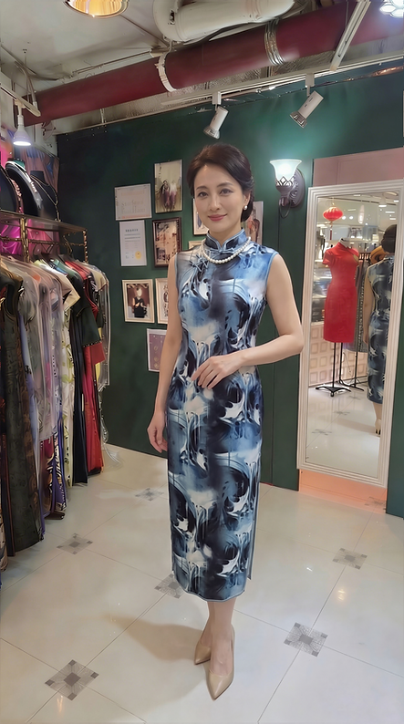 水墨幻影旗袍 Mystic Inkflow qipao P-021