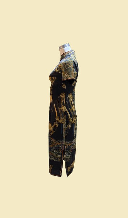 竹韻霓裳短旗袍 Bamboo attire short cheongsam qipao P-001