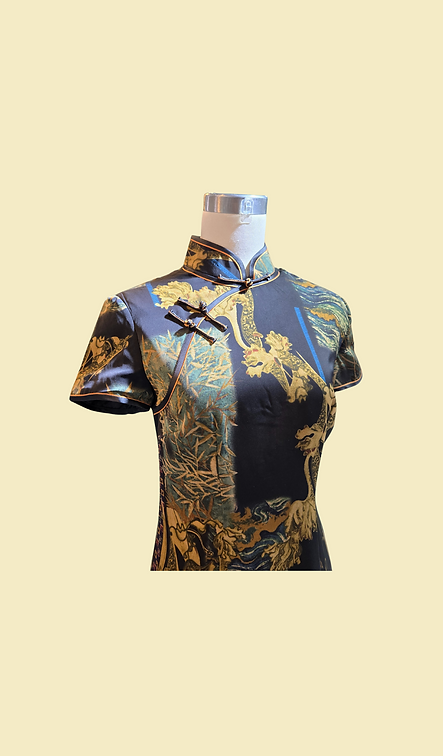 竹韻霓裳短旗袍 Bamboo attire short cheongsam qipao P-001