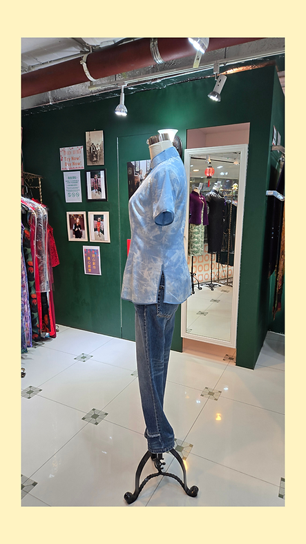 牛仔扎染上衣(淺色) Light-colored denim tie-dye Qipao Style Top NS-663