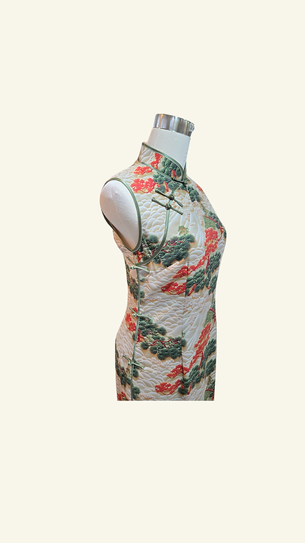 祥雲松樹長旗袍 Clouds and Pines Long Qipao P-009