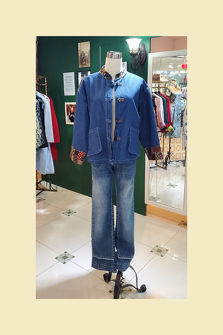 牛仔拼布短外套 Denim WomanTang Suit Jacket B-040
