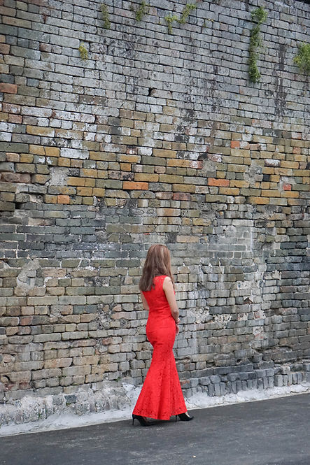 紅色蕾絲魚尾旗袍 Red Lace Long Qipao V003