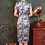 Thumbnail: 黑色小花短旗袍 Short black floral qipao P-031