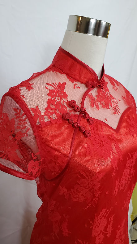 大紅蕾絲旗袍 Red Lace Qipao NS-530