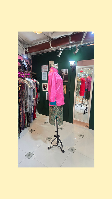 單面中性外套 (玫紅+綠色) Oriental pattern Jacket (Rose Red and Forest Green) NS-651
