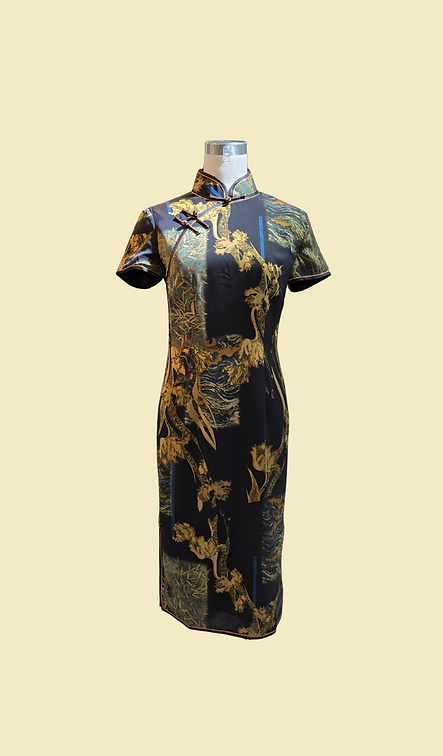 竹韻霓裳短旗袍 Bamboo attire short cheongsam qipao P-001