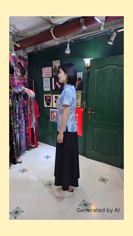 牛仔扎染上衣(淺色) Light-colored denim tie-dye Qipao Style Top NS-663