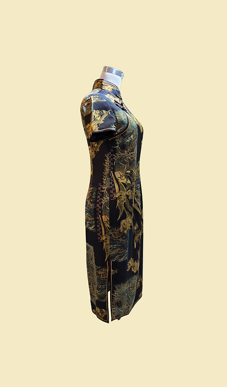 竹韻霓裳短旗袍 Bamboo attire short cheongsam qipao P-001