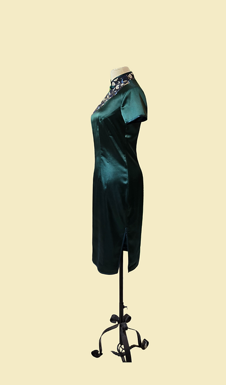 綠色仿醋酸旗袍 Green Faux Acetate cheongsam qipao EU-005