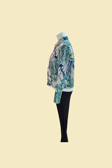 幻彩牛仔花布短外套 Symphony Denim WomanTang Suit Jacket L-015