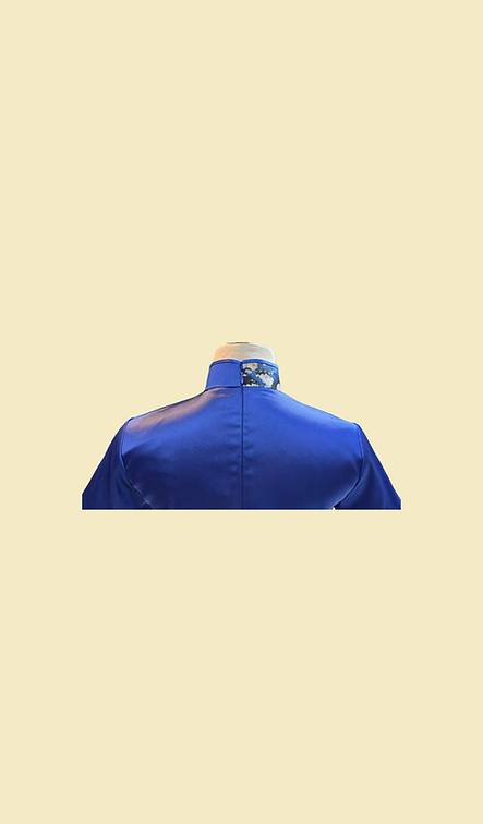 藍色仿醋酸旗袍 Blue Faux Acetate cheongsam qipao EU-004
