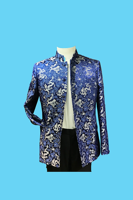 真絲混紡外套 (藍) Silk Dragon Jacket (Blue) NS-029