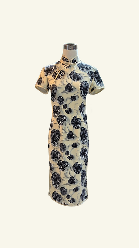 墨玫芳華短旗袍 Obsidian Rose short qipao P-005