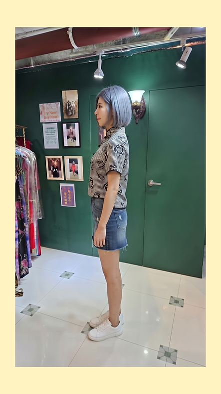 黑色千鳥紋玫瑰花上衣 Black Houndstooth Rose Qipao Style Top P-042