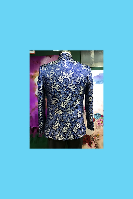 真絲混紡外套 (藍) Silk Dragon Jacket (Blue) NS-029