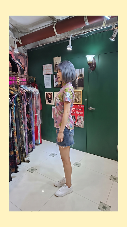 暗粉白玫瑰花上衣 Dark Pink and White Rose Qipao Style Top P-043