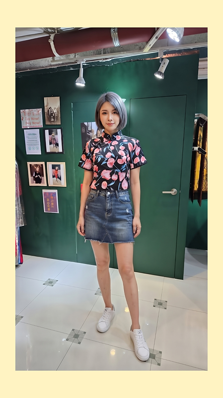 粉紅帝王花上衣 Pink Protea Qipao Style Top P-041