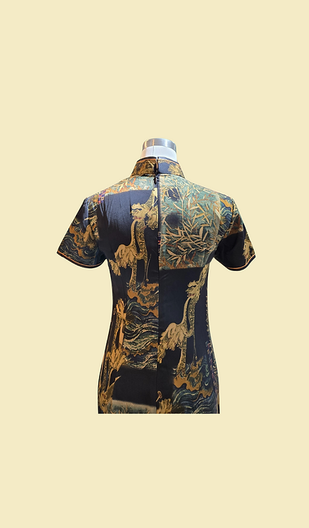 竹韻霓裳短旗袍 Bamboo attire short cheongsam qipao P-001