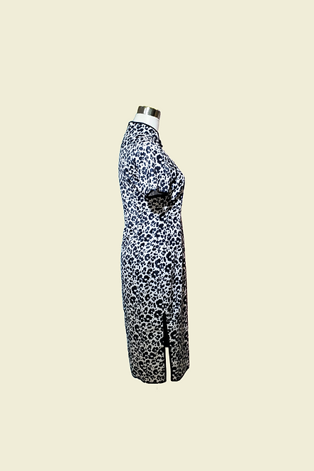 黑白紋拼布旗袍 Black and white patch work cheongsam Qipao B-015