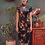 Thumbnail: 黑底紅玫瑰短旗袍 Short black qipao with red rose pattern P-030