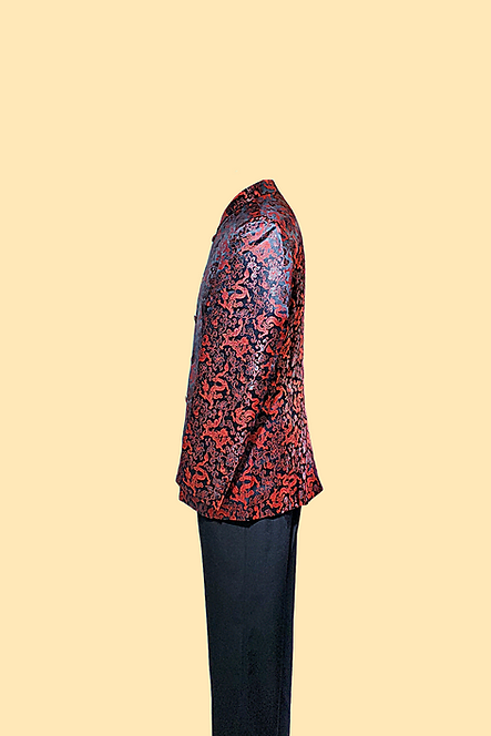 真絲混紡外套 (紅龍) Silk Dragon Jacket (Red) NS-029D