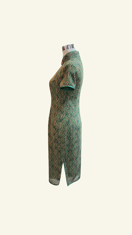 綠色菱形短旗袍 Green rhombus short qipao NS-649